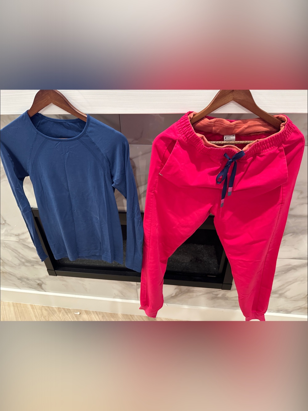 FIGS Women's Pink and Blue Drawstring Jogger Set Top Small Bottom Small Tall
